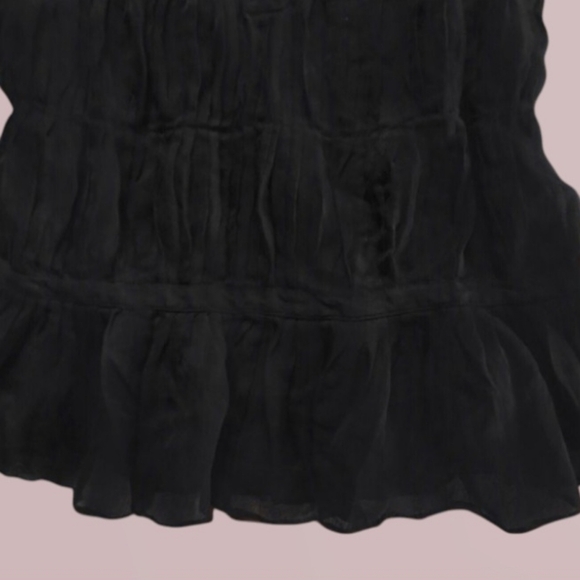 MAURICE'S WOMEN'S BLACK LOLITA/PARCIE STYLE CRINKLED CHIFFON BLOUSE SZ. MED - Picture 5 of 6